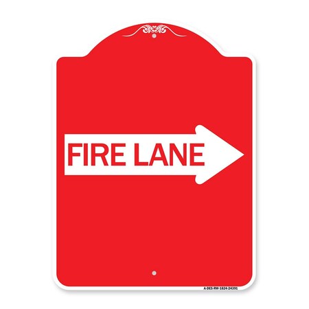 Amistad 18 x 24 in. Designer Series Sign - Fire Lane Right Arrow, Red & White AM2067513